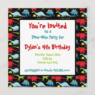 Stegosaurus Dinosaur Birthday Party Invitations