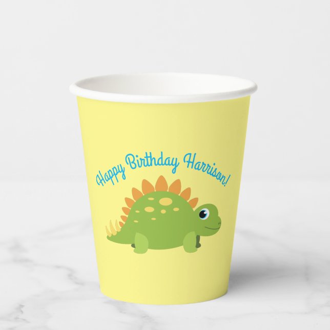 Stegosaurus Dinosaur Birthday Party Paper Cups (Front)