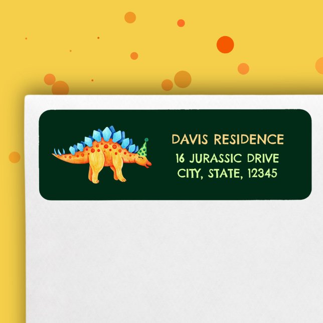 Stegosaurus Dinosaur Boys Birthday Watercolor  (Stegosaurus Dinosaur Boys Birthday Watercolor Label)