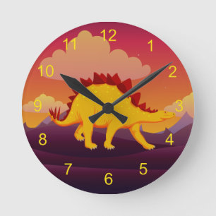 Stegosaurus Dinosaur Design Round Clock
