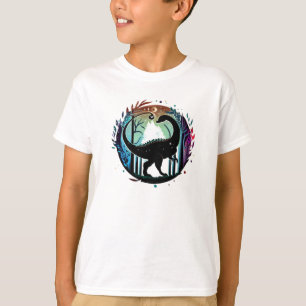 Stegosaurus Dinosaur Forest Silhouette Design  T-Shirt