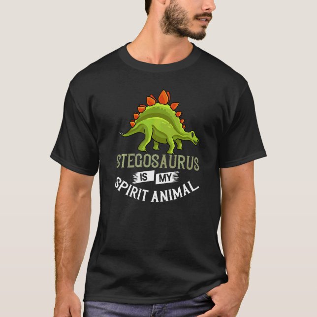 Stegosaurus Dinosaur Fossil Skull Skeleton T-Shirt (Front)