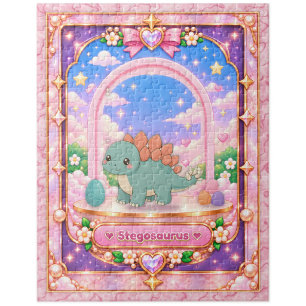 Stegosaurus Dinosaur, Kawaii Art Jigsaw Puzzle