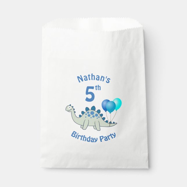 Stegosaurus Dinosaur Kids Birthday Favour Bags (Front)
