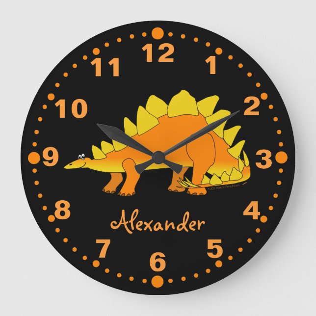 Stegosaurus Dinosaur Personalised Clock for Kids (Front)