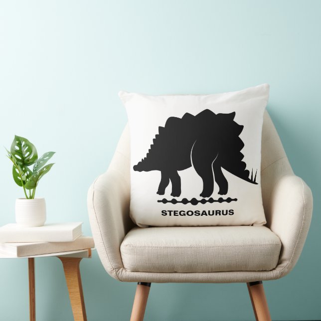 Stegosaurus Dinosaur Silhouette Throw Pillow (Chair)