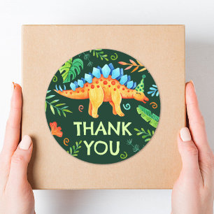 Stegosaurus  Dinosaur Thank You Birthday Classic Round Sticker