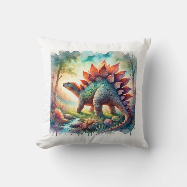 Stegosaurus in Watercolor 180724AREF126 - Watercol Cushion (Front)