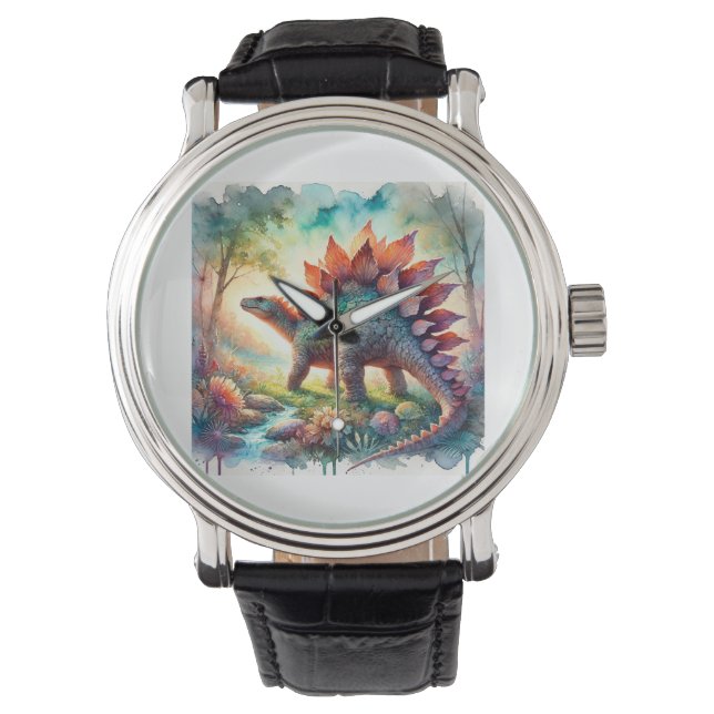Stegosaurus in Watercolor 180724AREF126 - Watercol Watch (Front)