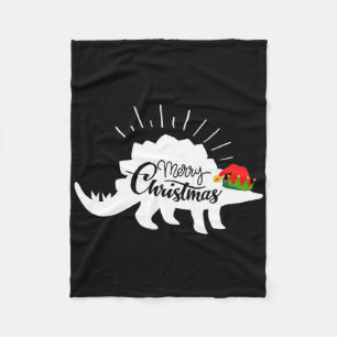 Stegosaurus Merry Christmas Funny Dinosaur  Fleece Blanket
