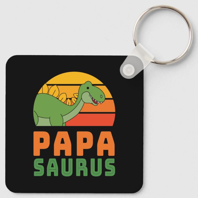 Stegosaurus Papasaurus Dinosaur Father's Day Key Ring (Back)