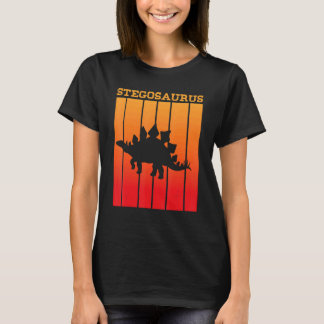 Stegosaurus Shadow Silhouette At Sunset T-Shirt