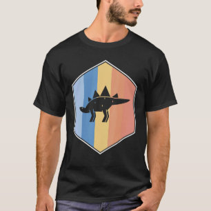 Stegosaurus With Retro Colours In A Hexagon T-Shirt