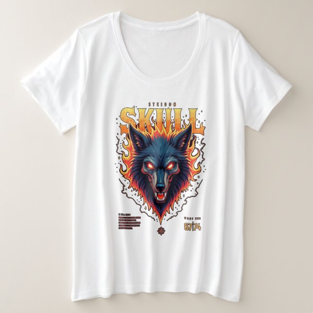 Steidon Skull – Flaming Wolf Head Tee (Design Front)