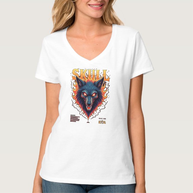 Steidon Skull – Flaming Wolf Head Tee (Front)