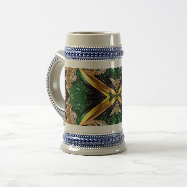Stein Mug with Jamaican Colours Design (Front Left)