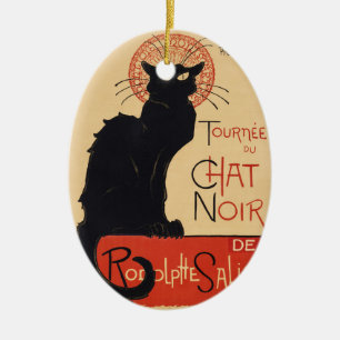 Steinlen Art Nouveau Chic Black Cat Vintage Print Ceramic Tree Decoration