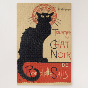 Steinlen Art Nouveau Chic Black Cat Vintage Print Jigsaw Puzzle