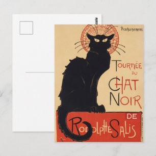 Steinlen Art Nouveau Chic Black Cat Vintage Print Postcard