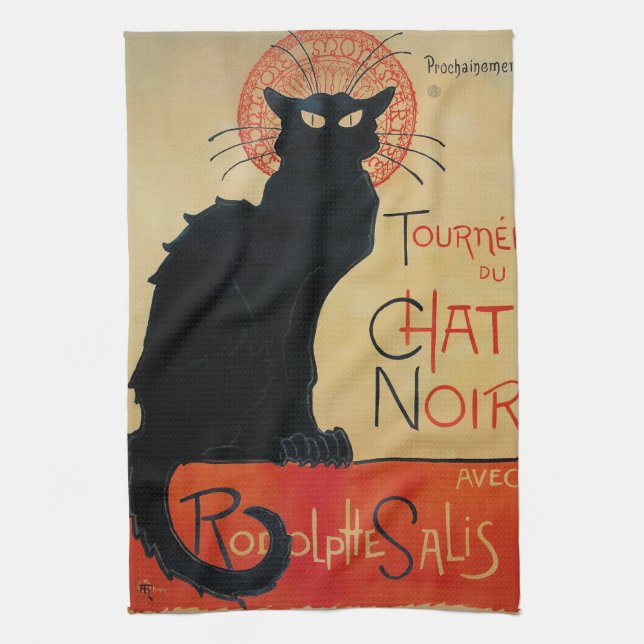 Steinlen Art Nouveau Tournee du Chat Noir Tea Towel (Vertical)