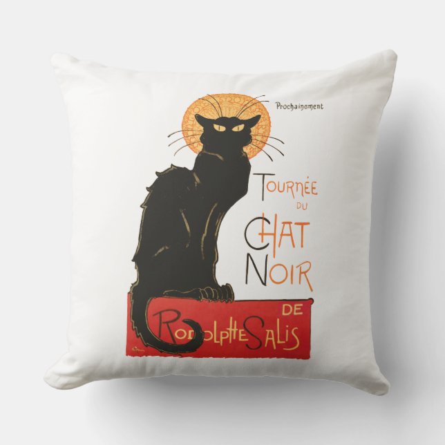 Steinlen Black Cat Classic French Artwork  Cushion (Front)