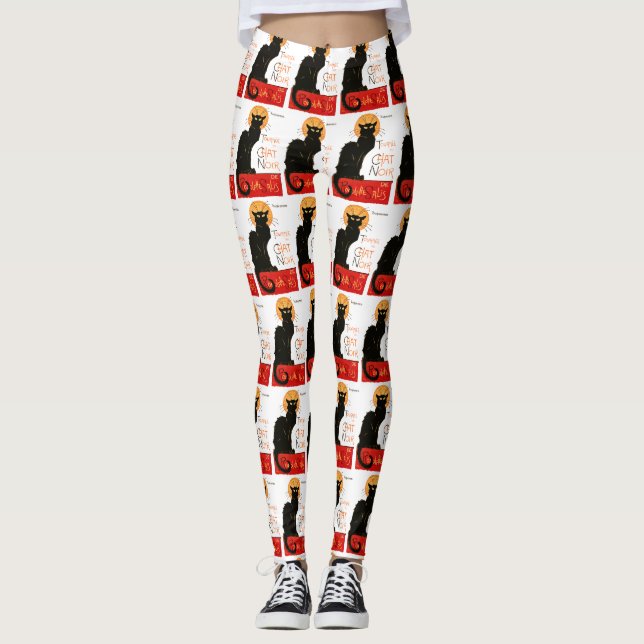 Steinlen Black Cat Classic French Artwork  Leggings (Front)