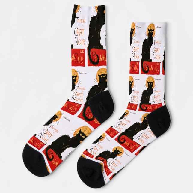 Steinlen Black Cat Classic French Artwork  Socks (Left)
