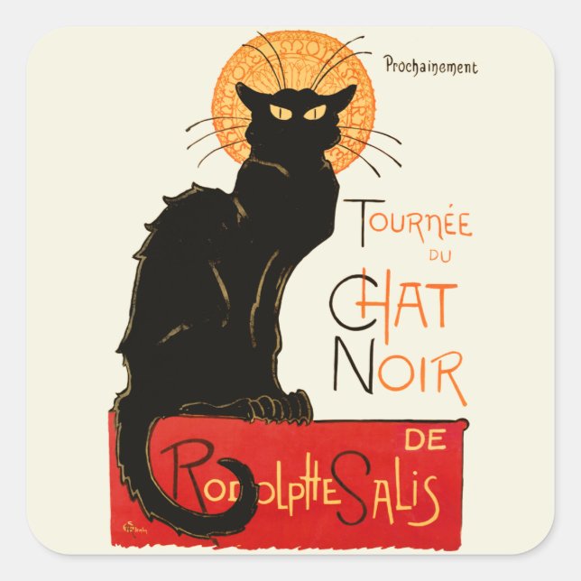 Steinlen Black Cat Classic French Artwork  Square Sticker (Front)