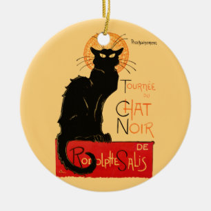 Steinlen Black Cat Classic French Chat Noir Poster Ceramic Tree Decoration