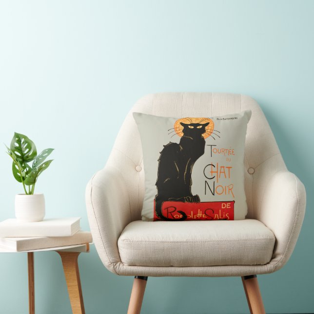 Steinlen Black Cat Classic French Chat Noir Poster Cushion (Chair)