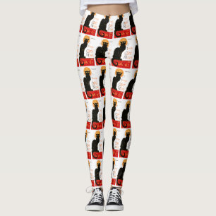 Steinlen Black Cat Classic French Chat Noir Poster Leggings
