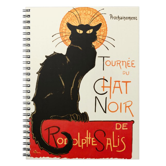 Steinlen Black Cat Classic French Chat Noir Poster Spiral Notebook (Front)