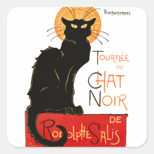 Steinlen Black Cat Classic French Chat Noir Poster Square Sticker