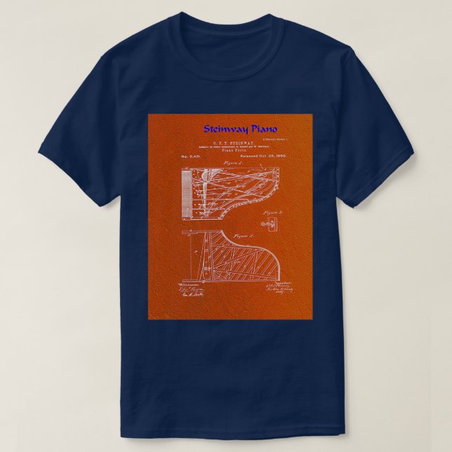 Steinway Piano 1880 Patent Image Photographic Prin T-Shirt (Design Front)