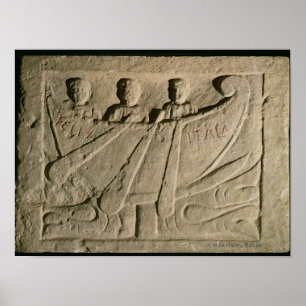 Stela depicting a rowing boat 'Felix Itala' Poster