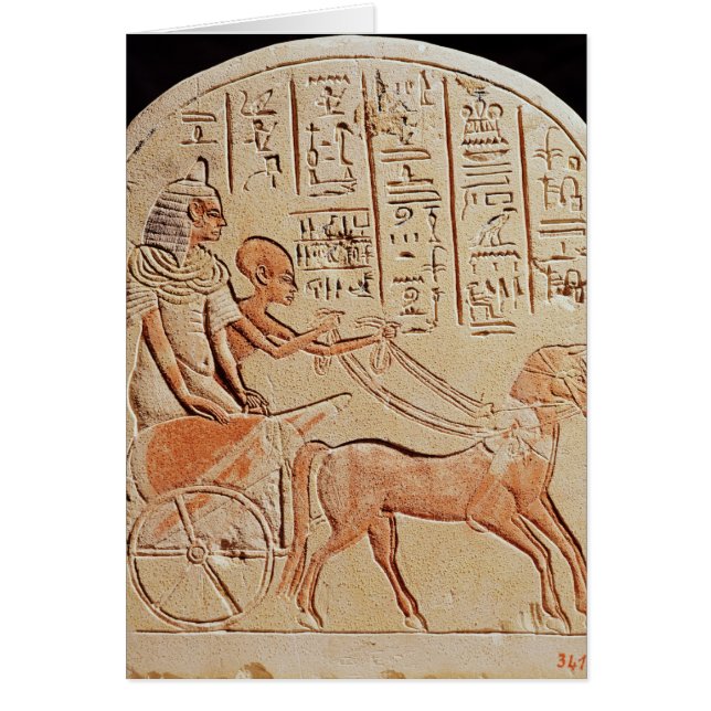 Stela depicting a scribe driving a chariot (Front)