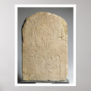 Stela depicting Ramesses II offering incense to hi Poster