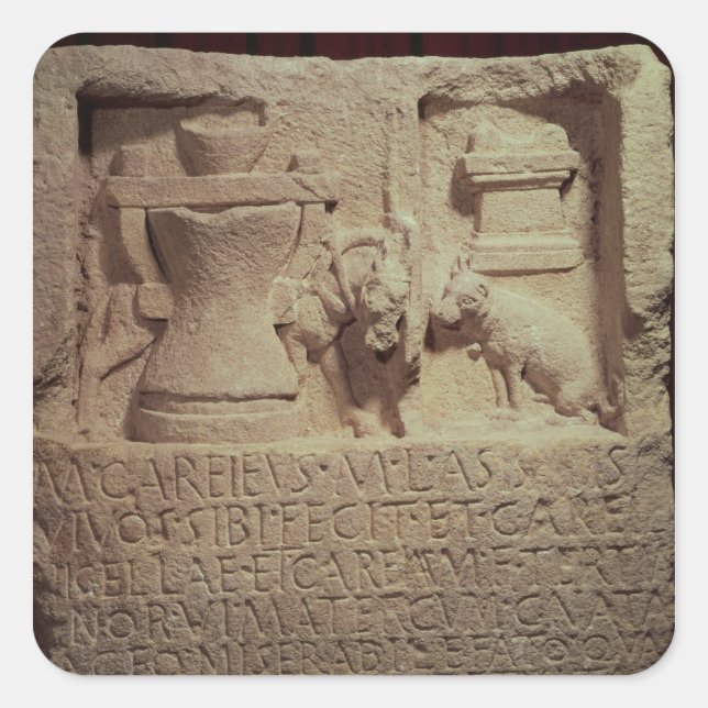 Stele of the miller Marcus Careius Asisa Square Sticker (Front)