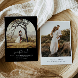 STELLA Arch Photo Save The Date Black Invitation