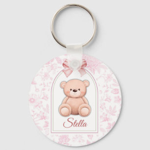 Stella   Custom Pink Teddy Bear Nursery Design  Key Ring