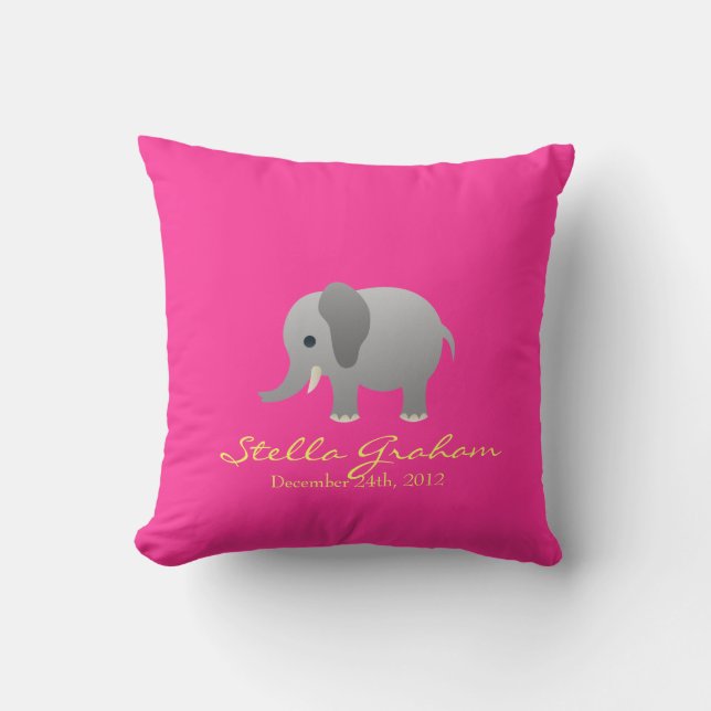 Stella Elephant Pink Grey Pillow (Front)