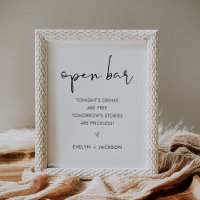 STELLA Funny Open Bar Wedding Sign