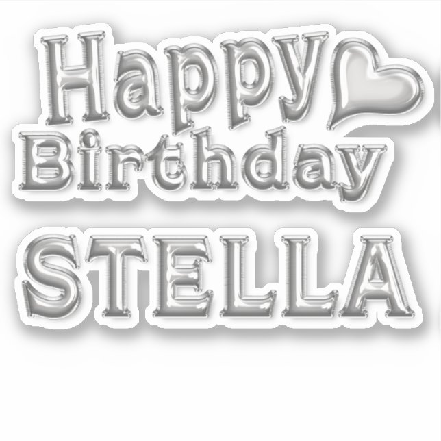 Stella Happy Birthday silver stickers (Front)