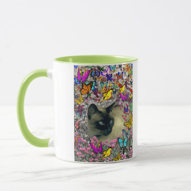 Stella in Butterflies Chocolate Point Siamese Cat Mug (Left)