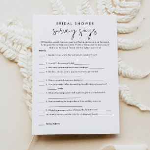 STELLA Minimal Bridal Shower Survey Says Game Invitation