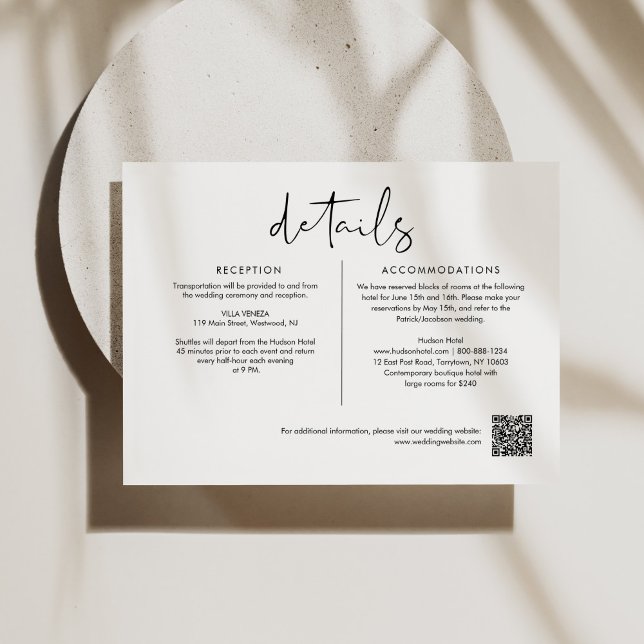 STELLA Minimalist Wedding Details 6.5x4.25 Enclosure Card (Creator Uploaded)