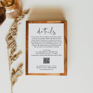 STELLA Minimalist Wedding Details QR Code 3.5x5 Enclosure Card