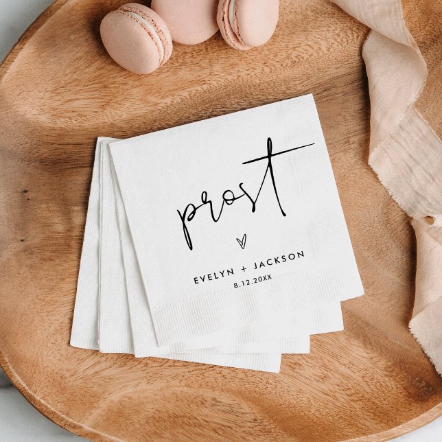 STELLA Minimalist Wedding Prost Cheers Cocktail Napkin (Creator Uploaded)