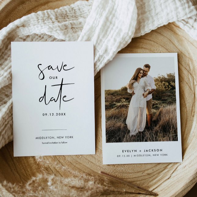 STELLA Modern Edgy Photo Save The Date Invitation (Creator Uploaded)