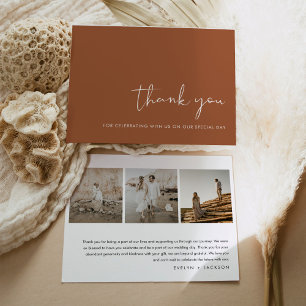 STELLA Modern Photo Wedding Thank You Card Sienna